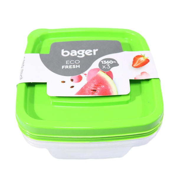 Square storage container 3 pcs 1360 ML