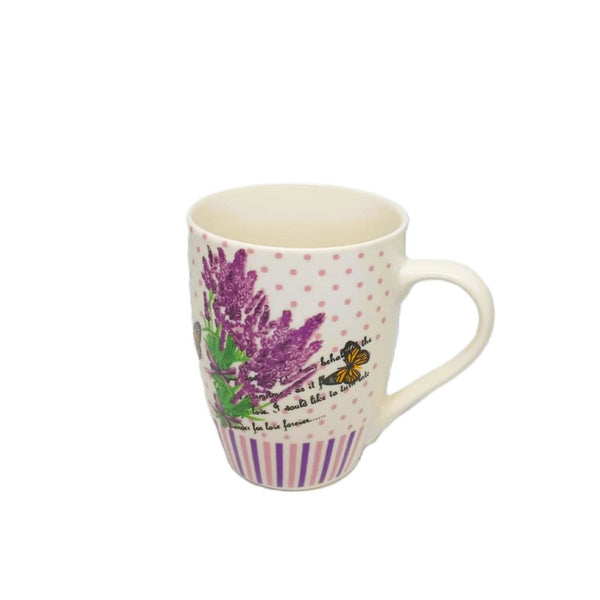 Lavender-Themed Glass Mug