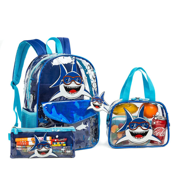 Shark Backpack for Preschool With Lunch Bag And Pencil Case - Jasminestar