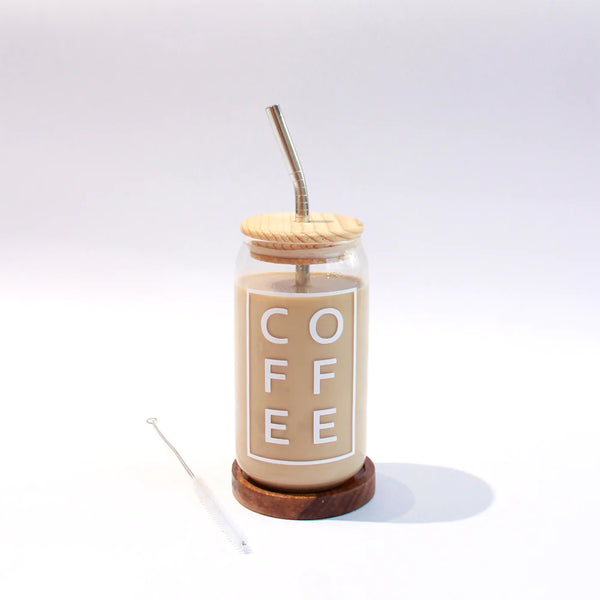 Coffee Can Shaped Glass With Lid 500ml