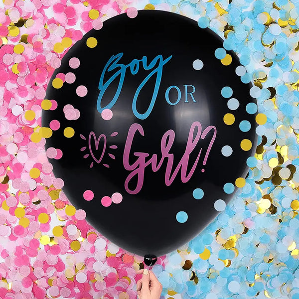 Gender reveal balloon with confetti