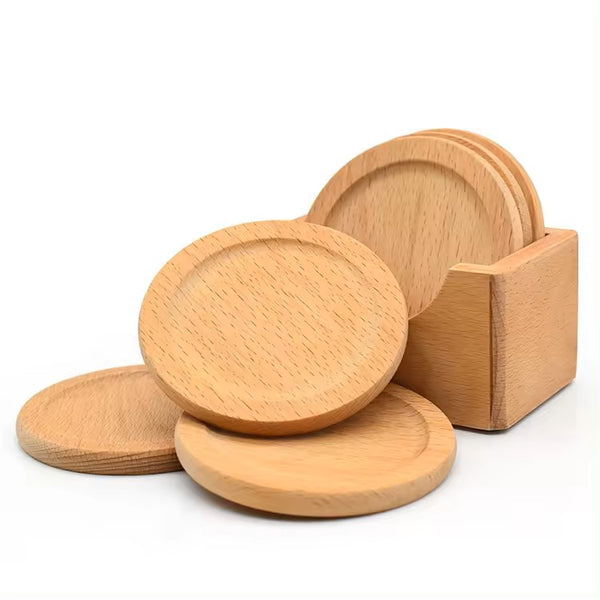 Wooden Under-Cup Plates - 6 Pack