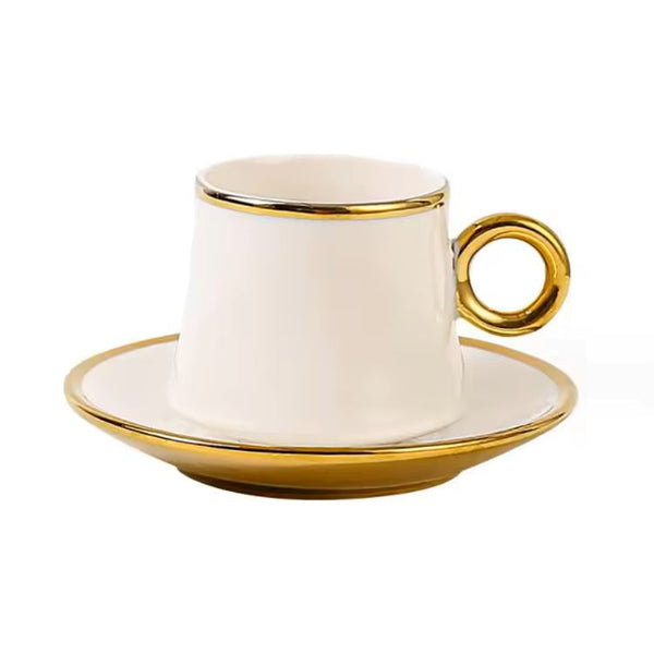 Gold Line 6 Cups and Plates Coffee Set