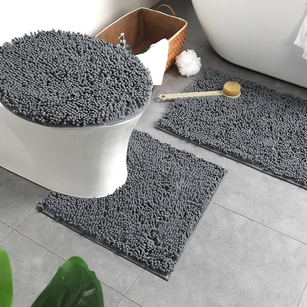 Microfiber floor mat bathroom set