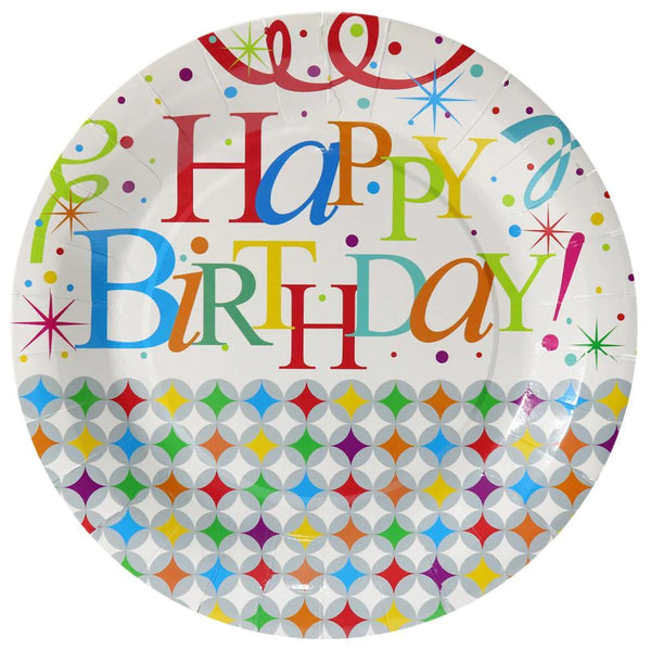 Happy birthday theme paper plate 6 pcs 23 cm