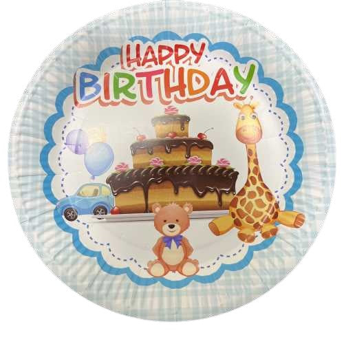 Happy birthday thin paper plate 23 cm