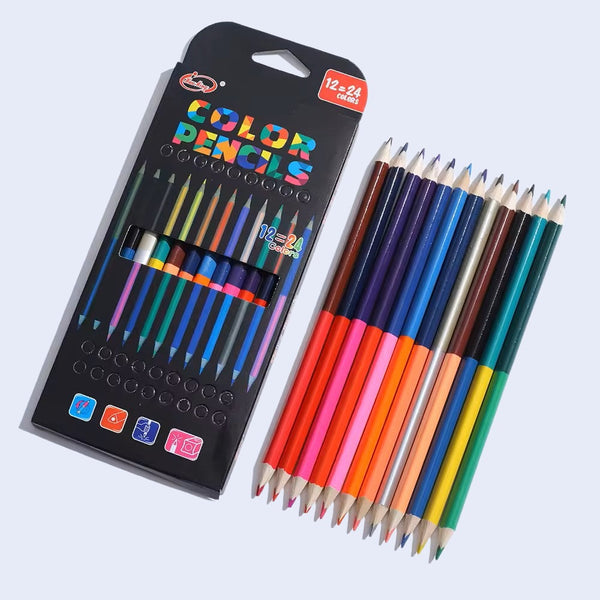 Double-Ended Colored Pencils - 12 Pcs