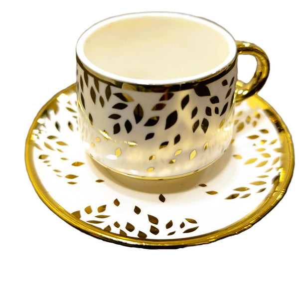 Autumn Gold Line 6 Cups and Plates Coffee Set