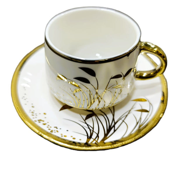 Sunbulah Gold Line 6 Cups and Plates Coffee Set