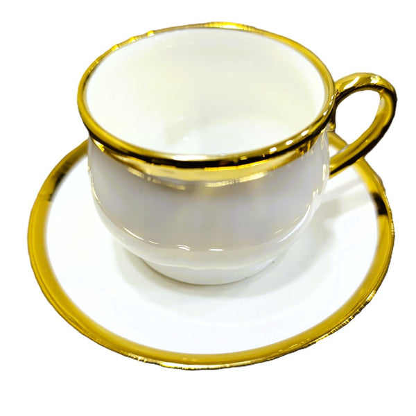 Gold Line Fat 6 Cups and Plates Coffee Set