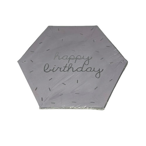Hexagone pastel color birthday plate 6 pcs
