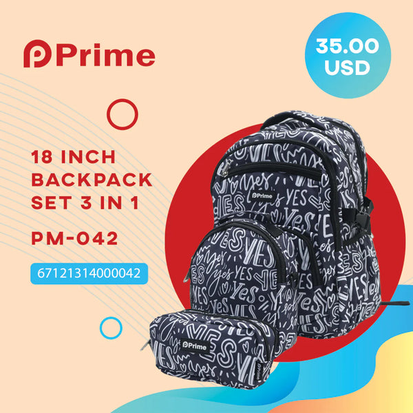 High-Quality 3-Piece School Bag Set - 18 Inch