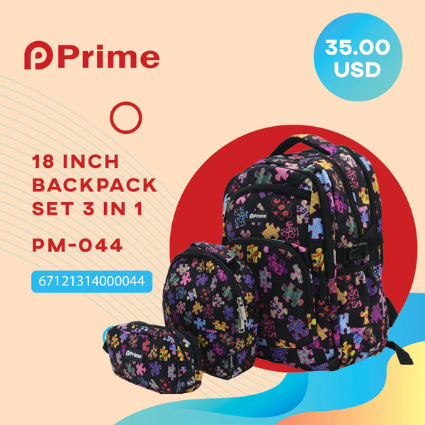 High-Quality 3-Piece School Bag Set - 18 Inch