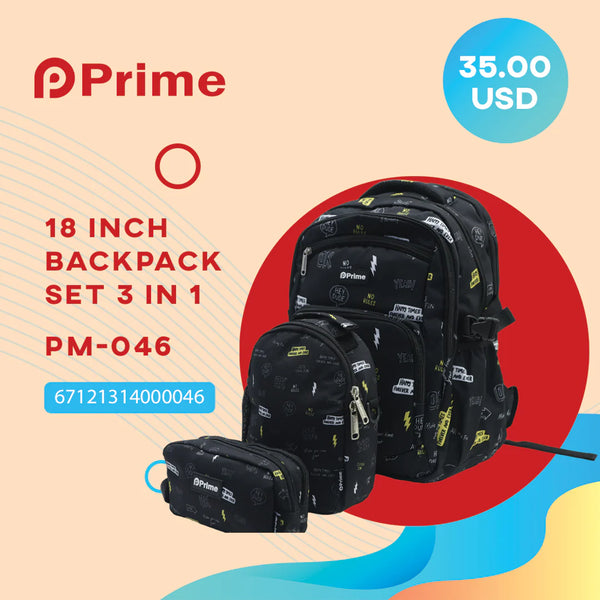 High-Quality 3-Piece School Bag Set - 18 Inch