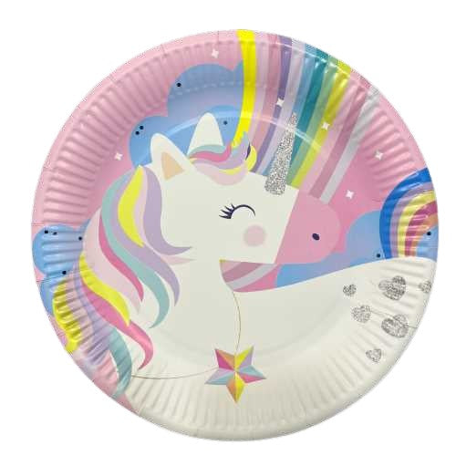 Unicorn paper plate 23 cm 8 pcs