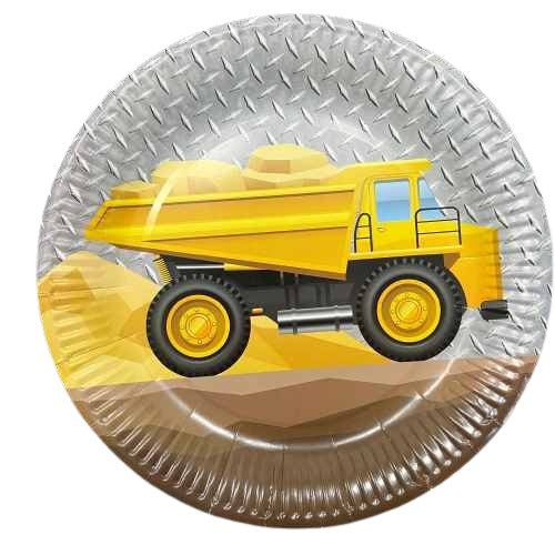 Yellow truck paper plate 23 cm 8 pcs