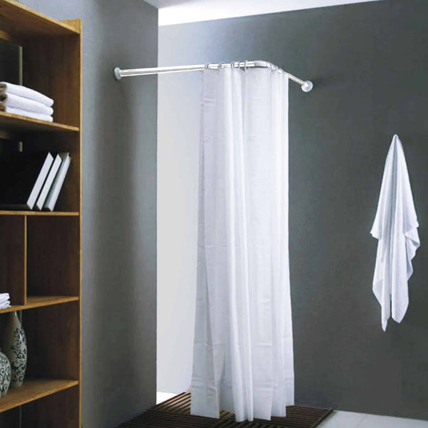 Corner shower curtain rod