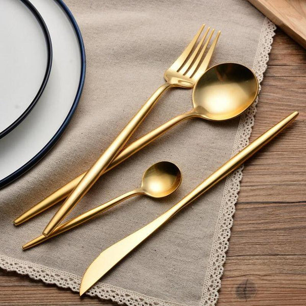 Stainless Gold Color Cutlery Set - 6 Pcs