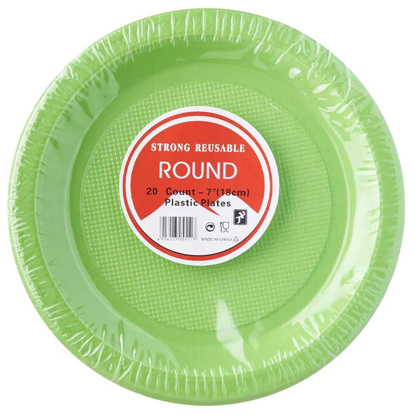 Strong Round colorful Plastic Plates 20 Pcs