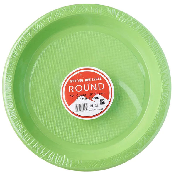 Strong Round Plastic Plates 12 Pcs