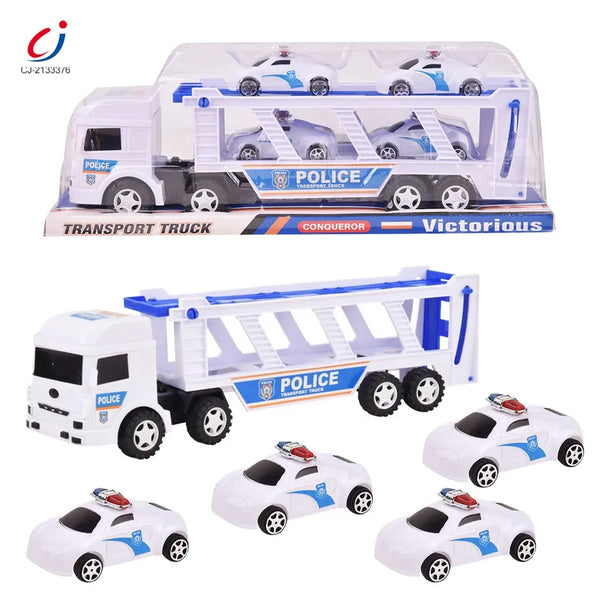 Truck trailer toy with 4 cars
