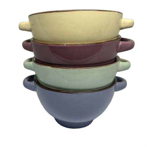 Stoneware bowl set with handles 4 pcs