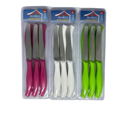 6 pcs stainless steel knifes with plastic handle