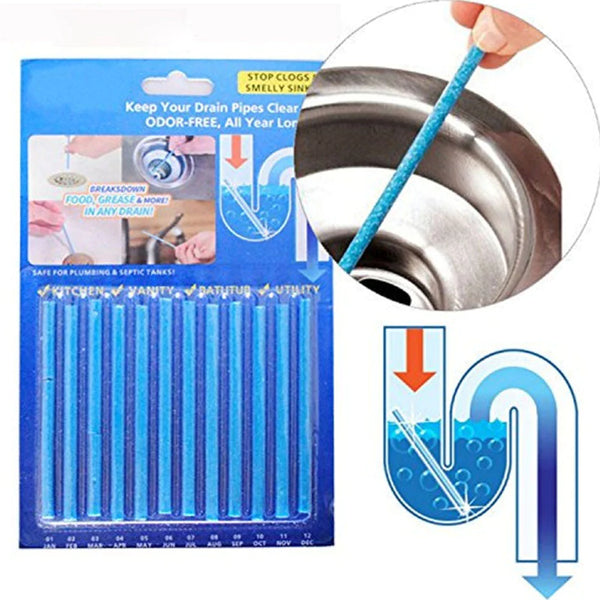 12 Pcs Sani Stick Pipe Deodorizer Drain Cleaning Sanitation Sticks