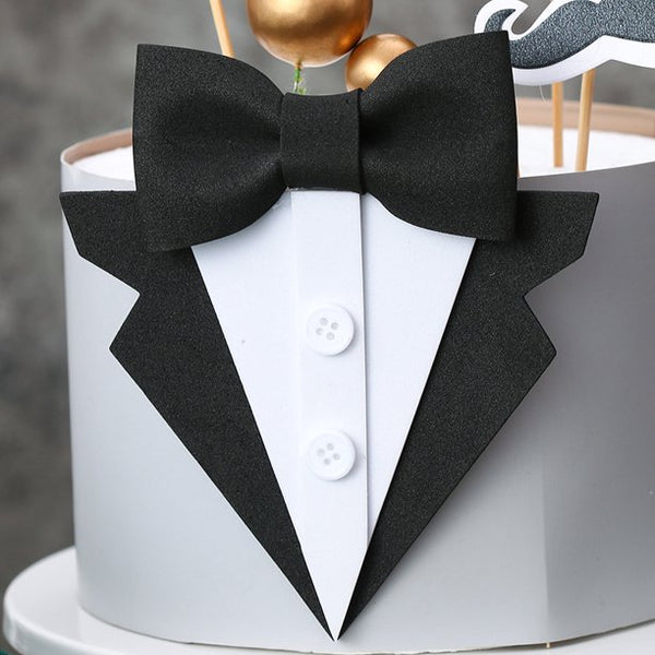 Suit and bow tie cake topper
